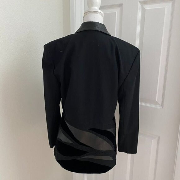 Vintage Joseph Ho Wool Blazer Leather Embellishments Beading Sz 8 - Picture 6 of 8